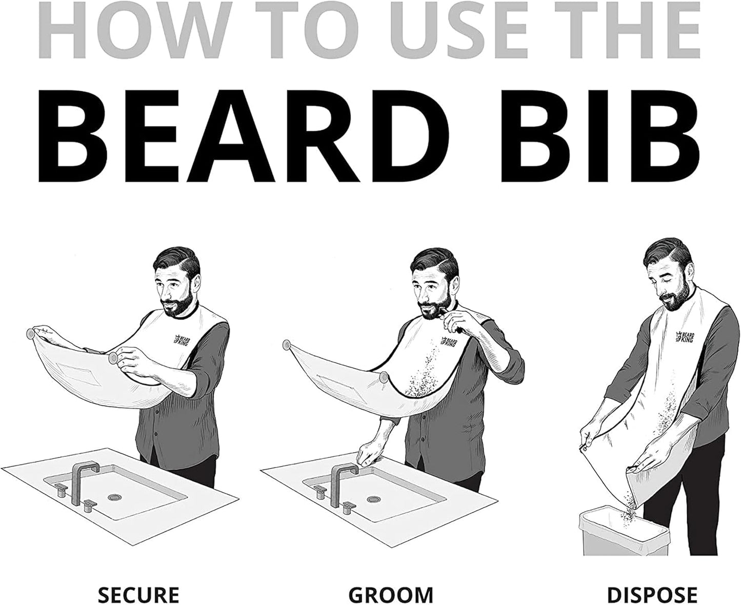 BEARD KING Beard Bib - Facial Hair Catcher for Men - 1 Size Fits All