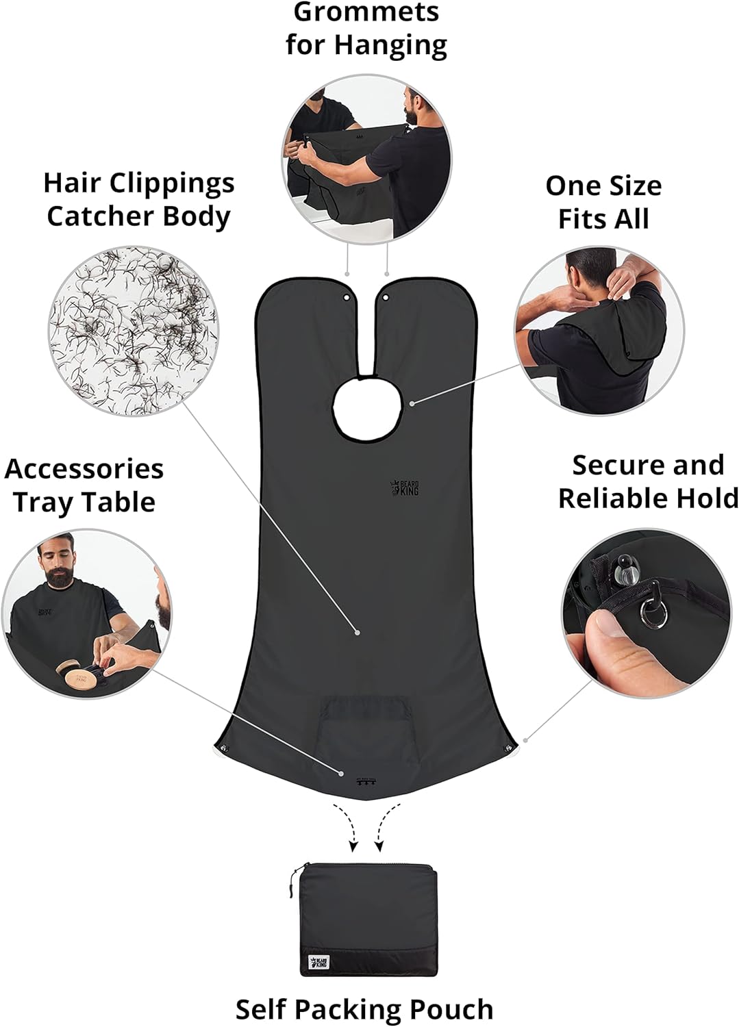BEARD KING Beard Bib - Facial Hair Catcher for Men - 1 Size Fits All