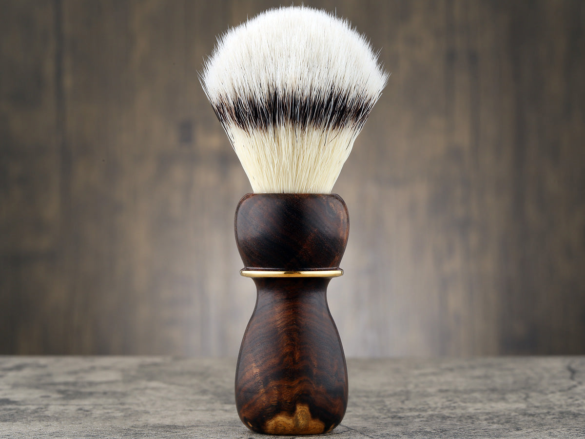 Wooden Shaving Brush - Ringed Gidgee & Brass - Handmade in Ireland