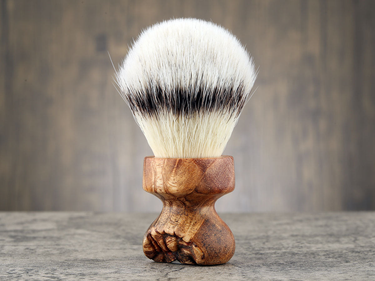 Wooden Shaving Brush - Afzelia Xylay Live Edge - Handmade in Ireland
