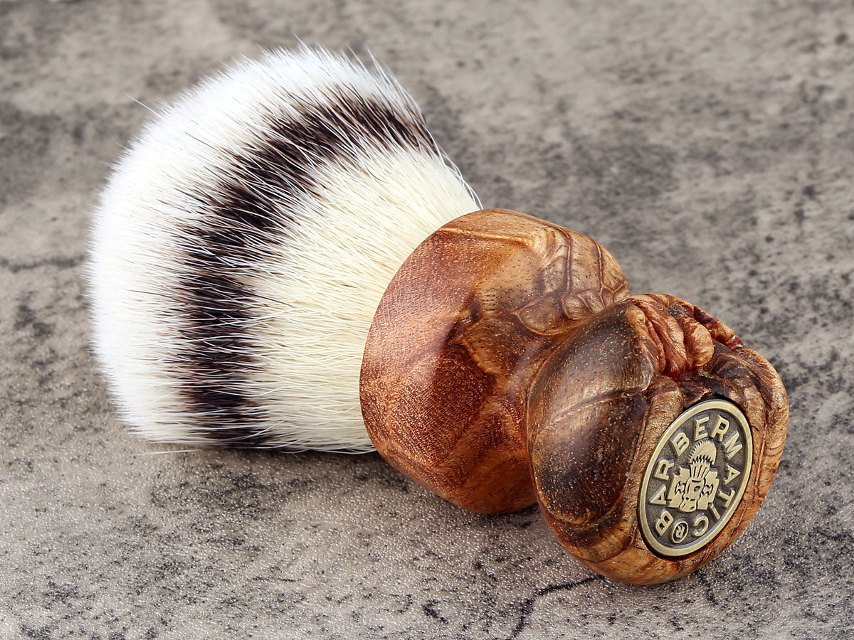 Wooden Shaving Brush - Afzelia Xylay Live Edge - Handmade in Ireland