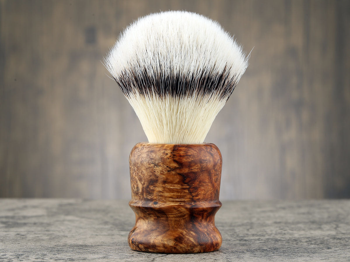 Wooden Shaving Brush - 2-Tone Amboyna Burl - Handmade in Ireland