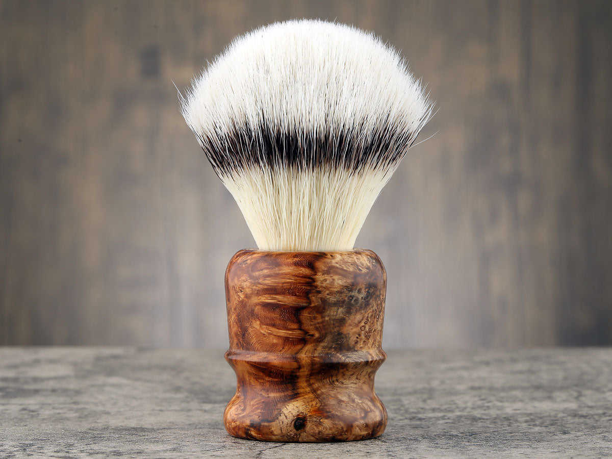 Wooden Shaving Brush - 2-Tone Amboyna Burl - Handmade in Ireland