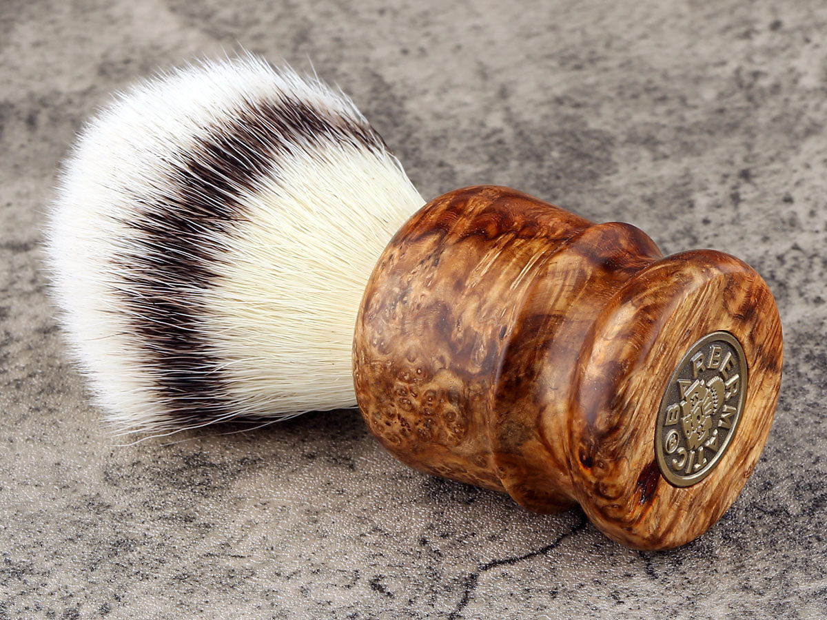 Wooden Shaving Brush - 2-Tone Amboyna Burl - Handmade in Ireland