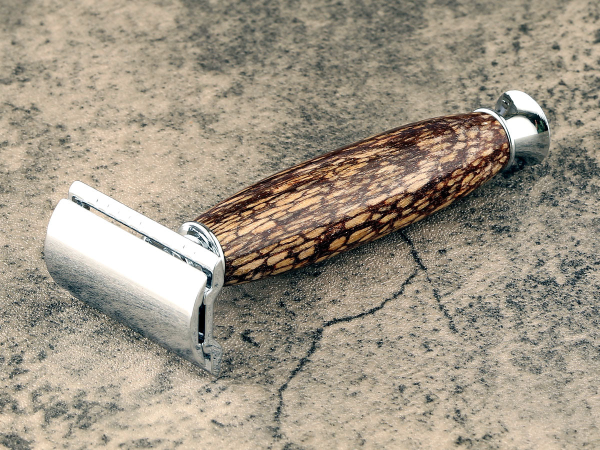 Wooden Safety Razor - Spalted Guava Wood - Handmade in Ireland
