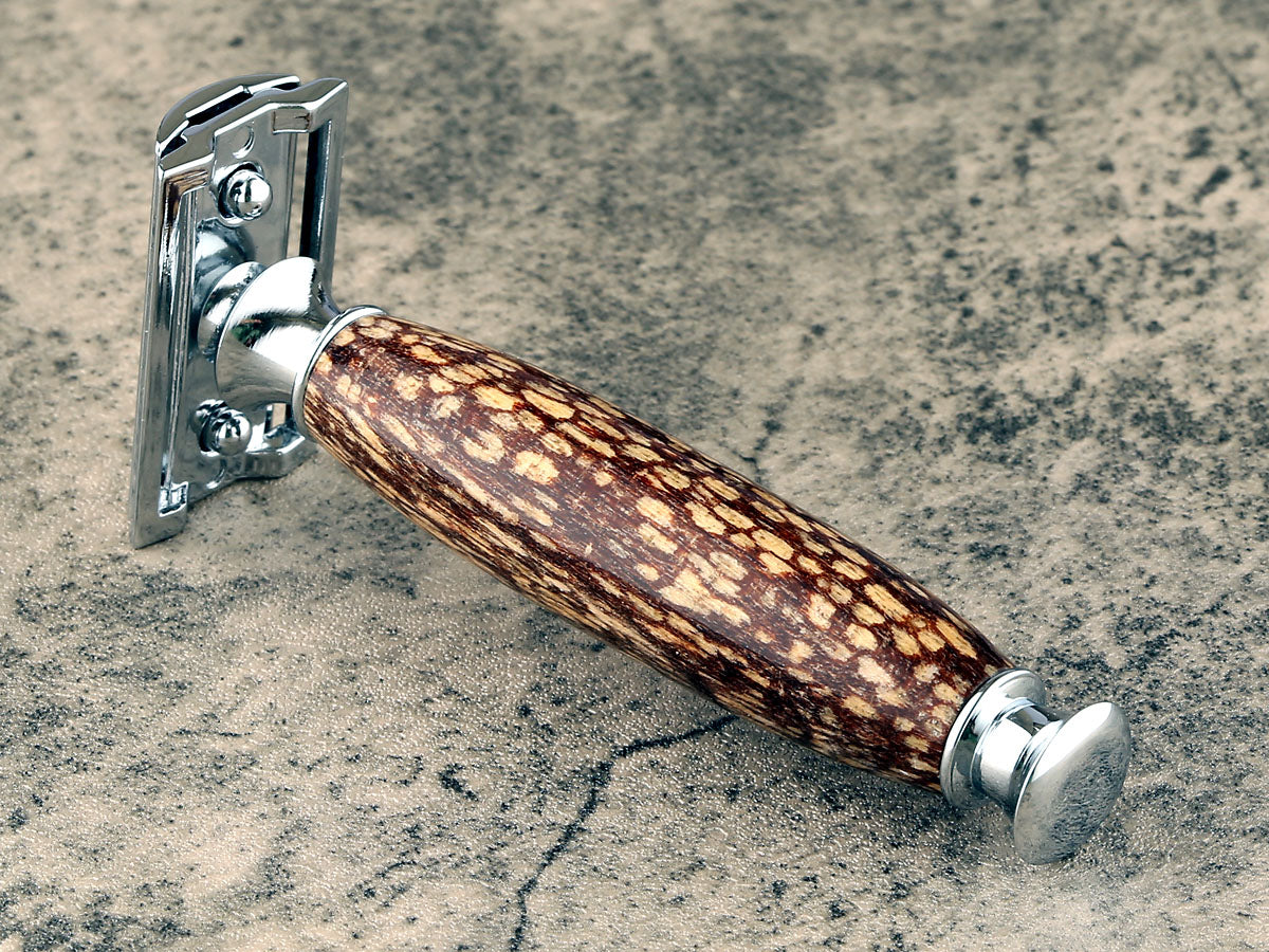 Wooden Safety Razor - Spalted Guava Wood - Handmade in Ireland