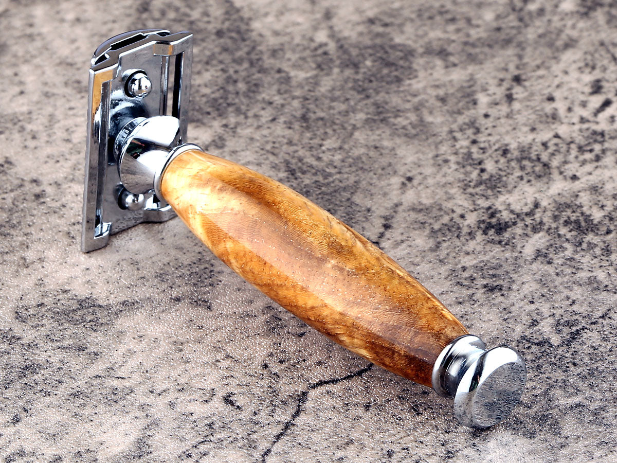 Wooden Safety Razor - Amboyna Burl I - Handmade in Ireland