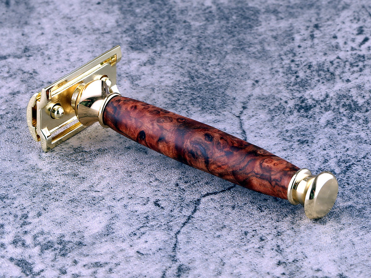 Wooden Safety Razor - Chechen Burl II - Handmade in Ireland