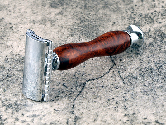 Wooden Safety Razor - Ironwood Burl II - Handmade in Ireland