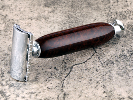 Wooden Safety Razor - Australian Myall Burl - Handmade in Ireland