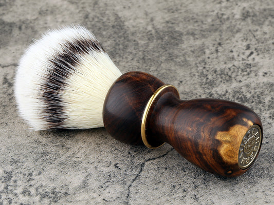 Wooden Shaving Brush - Ringed Gidgee & Brass - Handmade in Ireland