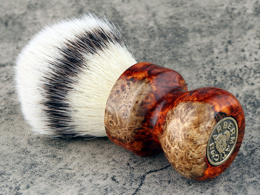 Wooden Shaving Brush - 2-Tone Fire Amboyna Burl - Handmade in Ireland