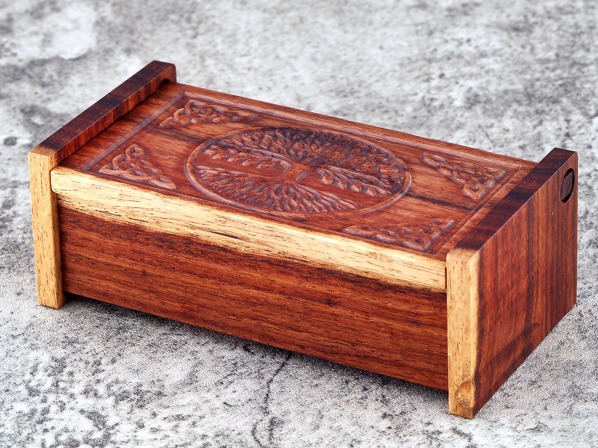 Safety Razor/Keepsake Storage Box - Tree of Life - Santos Rosewood - Handmade in Ireland