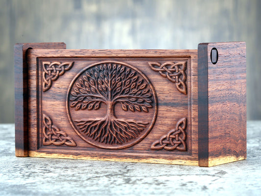 Safety Razor/Keepsake Storage Box - Tree of Life - Santos Rosewood - Handmade in Ireland