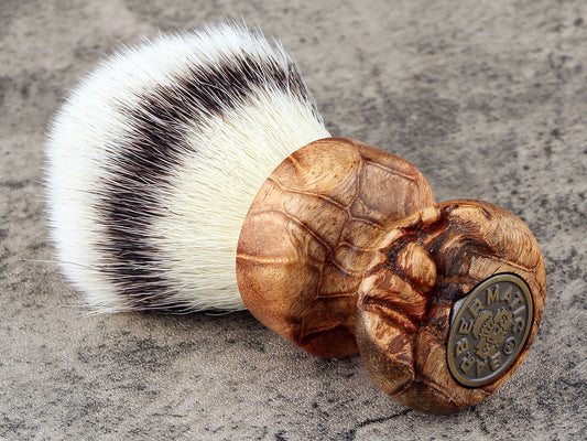 Wooden Shaving Brush - Afzelia Xylay Live Edge - Handmade in Ireland