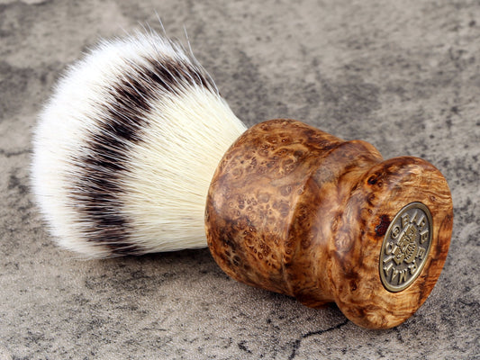 Wooden Shaving Brush - 2-Tone Amboyna Burl - Handmade in Ireland