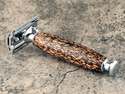 Wooden Safety Razor - Spalted Guava Wood - Handmade in Ireland