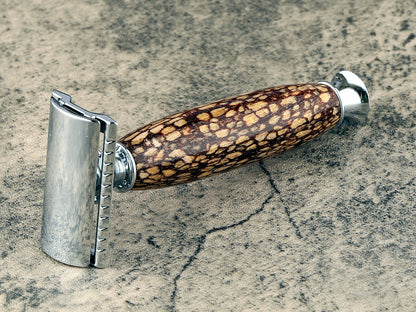 Wooden Safety Razor - Spalted Guava Wood - Handmade in Ireland