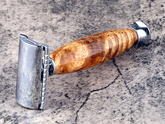 Wooden Safety Razor - Amboyna Burl - Handmade in Ireland