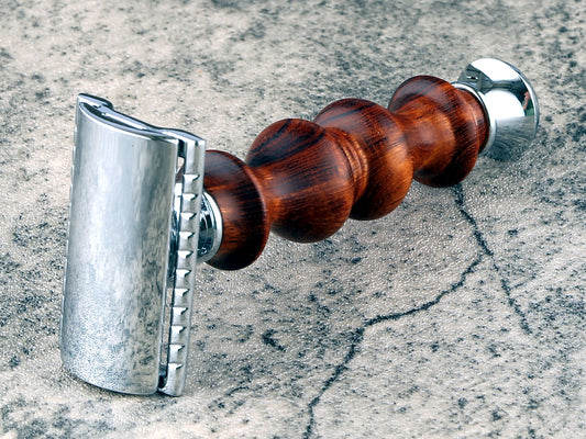 Wooden Safety Razor - Ironwood Burl - Handmade in Ireland