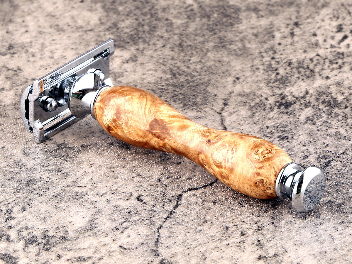 Wooden Safety Razor - Amboyna Burl II - Handmade in Ireland