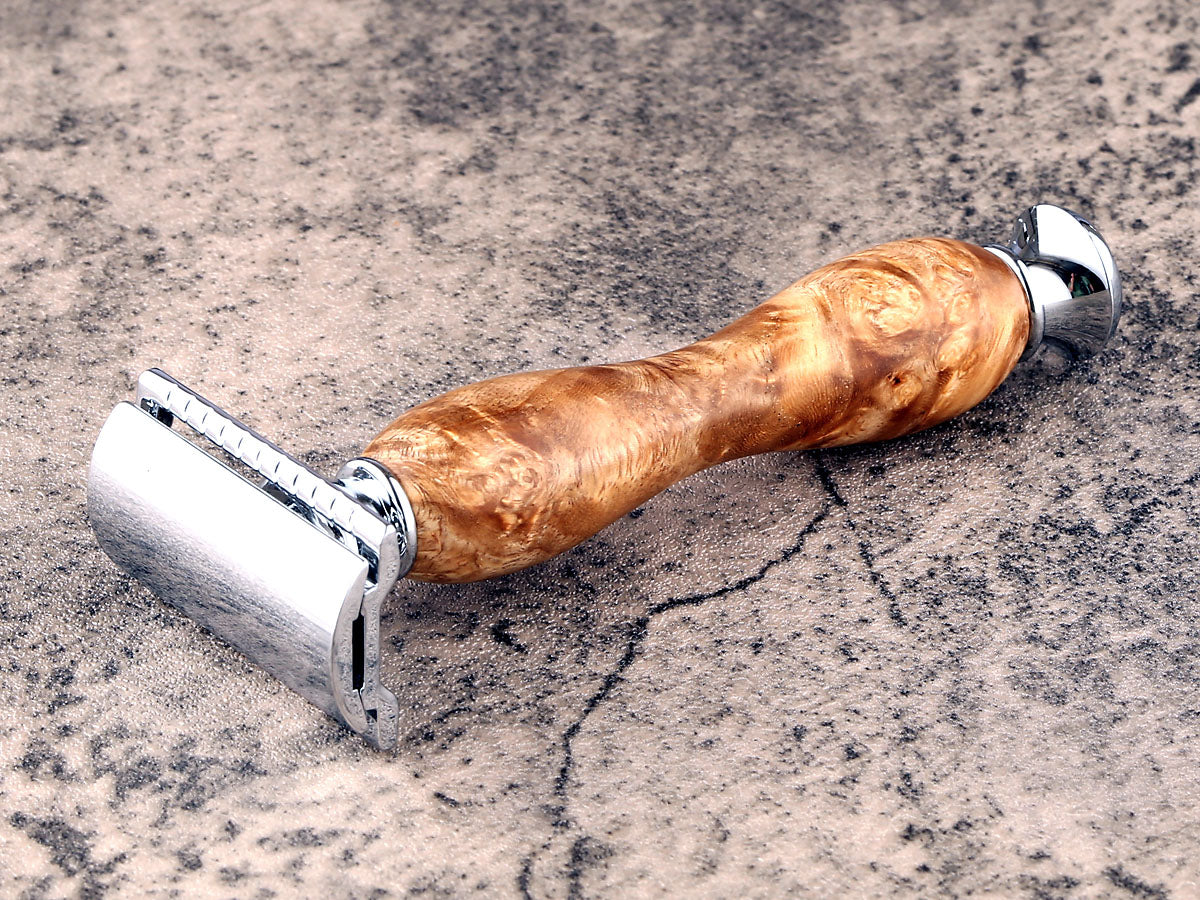 Wooden Safety Razor - Amboyna Burl II - Handmade in Ireland