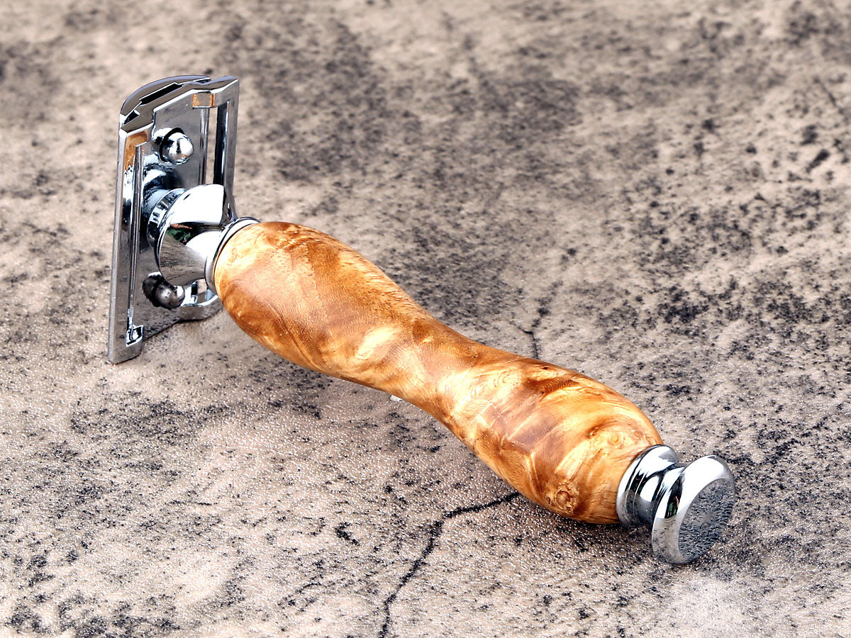 Wooden Safety Razor - Amboyna Burl II - Handmade in Ireland
