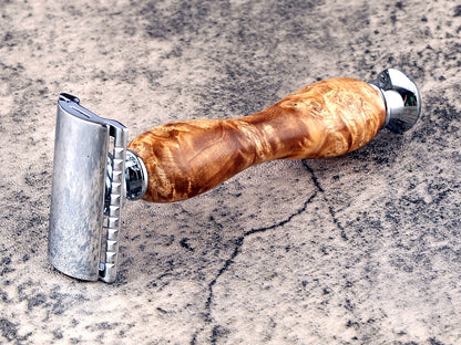 Wooden Safety Razor - Amboyna Burl II - Handmade in Ireland