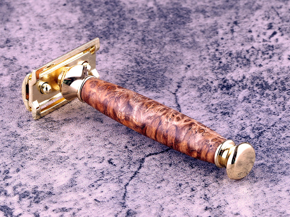 Wooden Safety Razor - Chechen Burl I - Handmade in Ireland