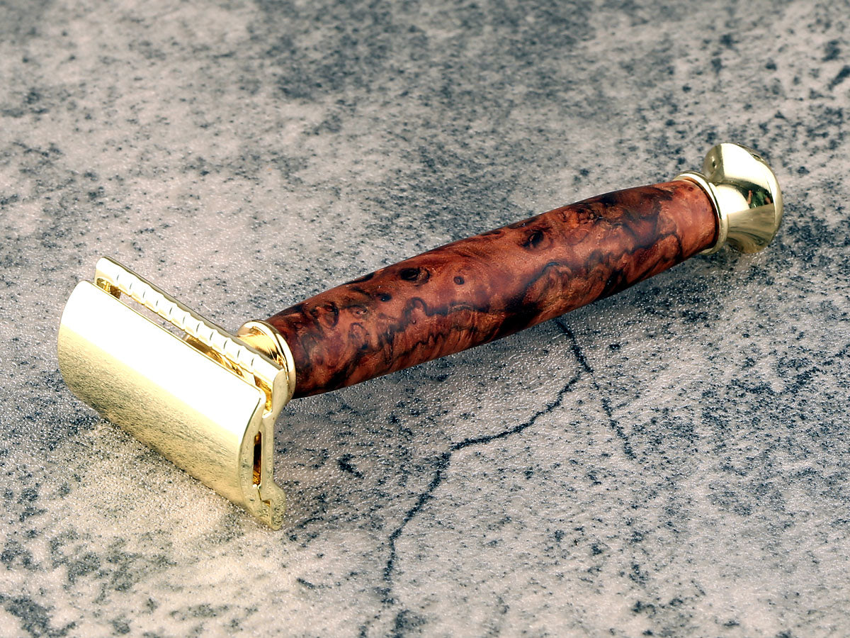Wooden Safety Razor - Chechen Burl II - Handmade in Ireland