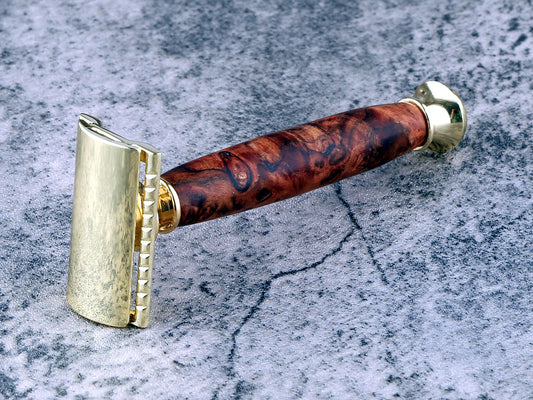 Wooden Safety Razor - Chechen Burl II - Handmade in Ireland