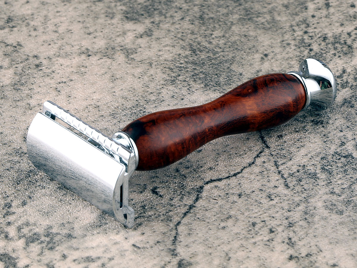 Wooden Safety Razor - Ironwood Burl II - Handmade in Ireland