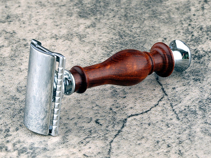 Wooden Safety Razor - Ironwood Burl III - Handmade in Ireland