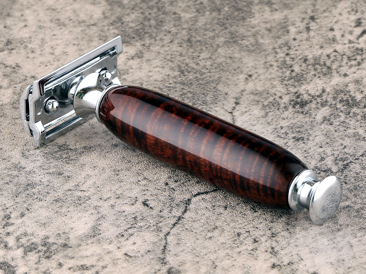 Wooden Safety Razor - Australian Myall Burl - Handmade in Ireland