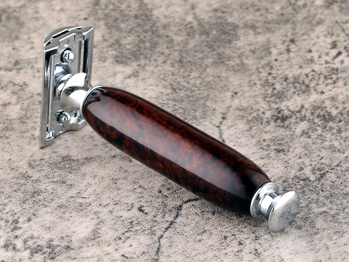 Wooden Safety Razor - Australian Myall Burl - Handmade in Ireland