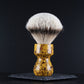 Wooden Shaving Brush - Sunshine Yellow Stone & Resin - Handmade in Ireland