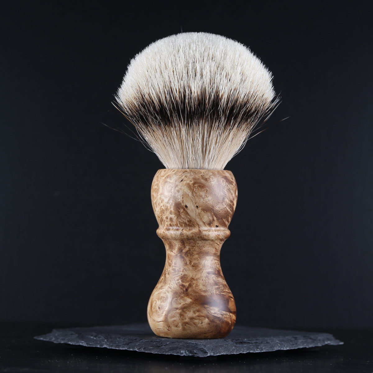 Wooden Shaving Brush & Stand - Amboyna Burl - Handmade in Ireland