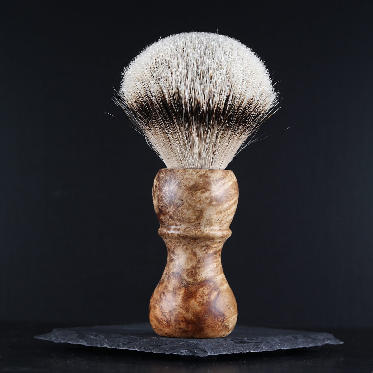 Wooden Shaving Brush & Stand - Amboyna Burl - Handmade in Ireland