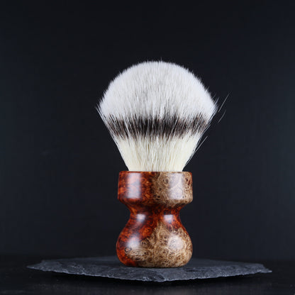 Wooden Shaving Brush - 2-Tone Fire Amboyna Burl - Handmade in Ireland
