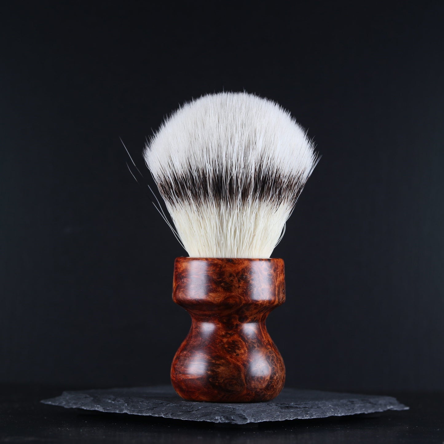 Wooden Shaving Brush - 2-Tone Fire Amboyna Burl - Handmade in Ireland