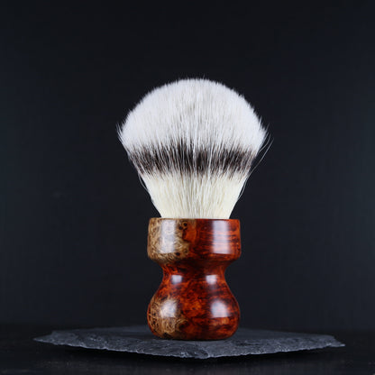 Wooden Shaving Brush - 2-Tone Flames Amboyna Burl - Handmade in Ireland
