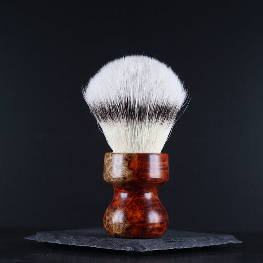 Wooden Shaving Brush - 2-Tone Flames Amboyna Burl - Handmade in Ireland