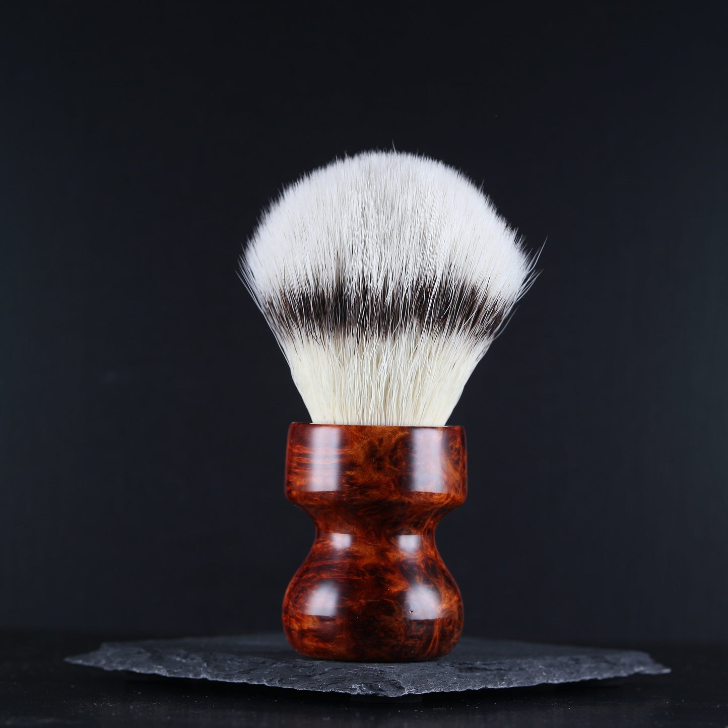 Wooden Shaving Brush - 2-Tone Flames Amboyna Burl - Handmade in Ireland
