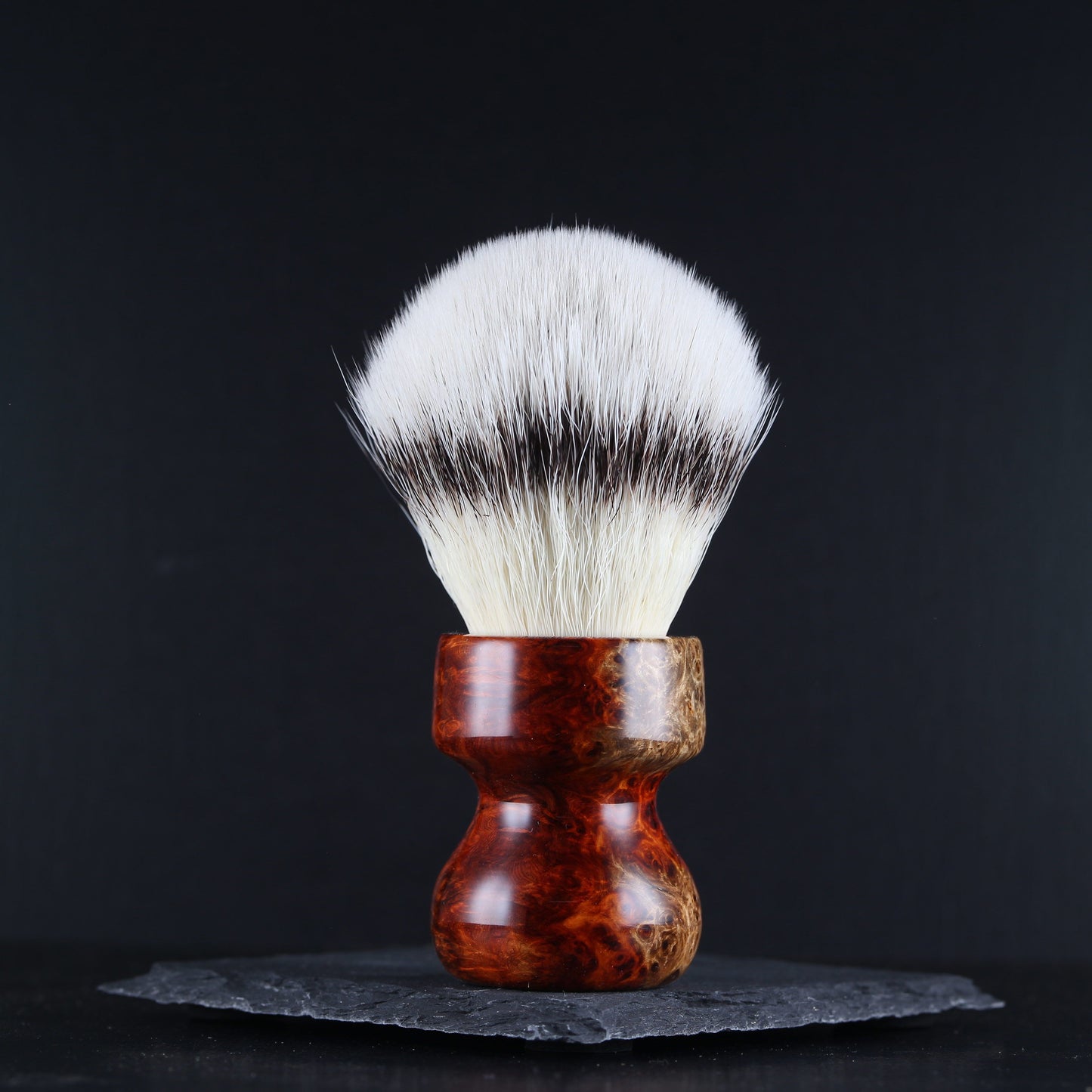 Wooden Shaving Brush - 2-Tone Flames Amboyna Burl - Handmade in Ireland