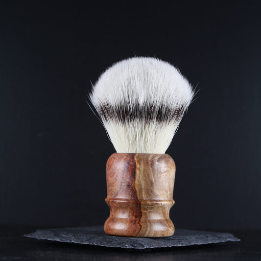 Wooden Shaving Brush - 2-tone Amboyna Burl - Handmade in Ireland