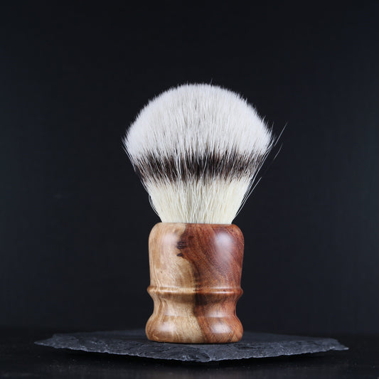 Wooden Shaving Brush - 2-Tone Amboyna Burl - Handmade in Ireland