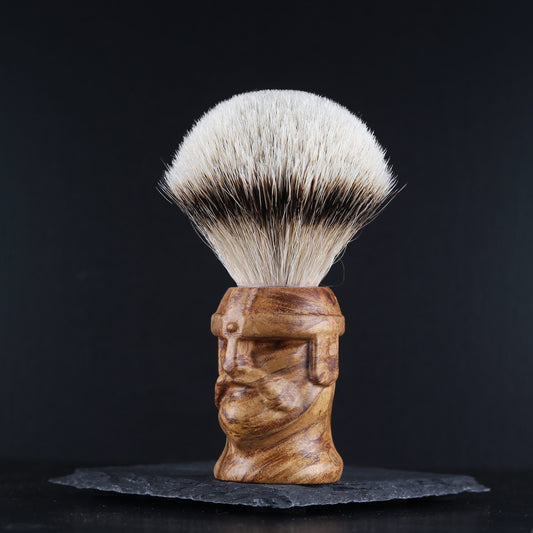 Wooden Viking Shaving Brush - Lamtoro Burl - Handmade in Ireland