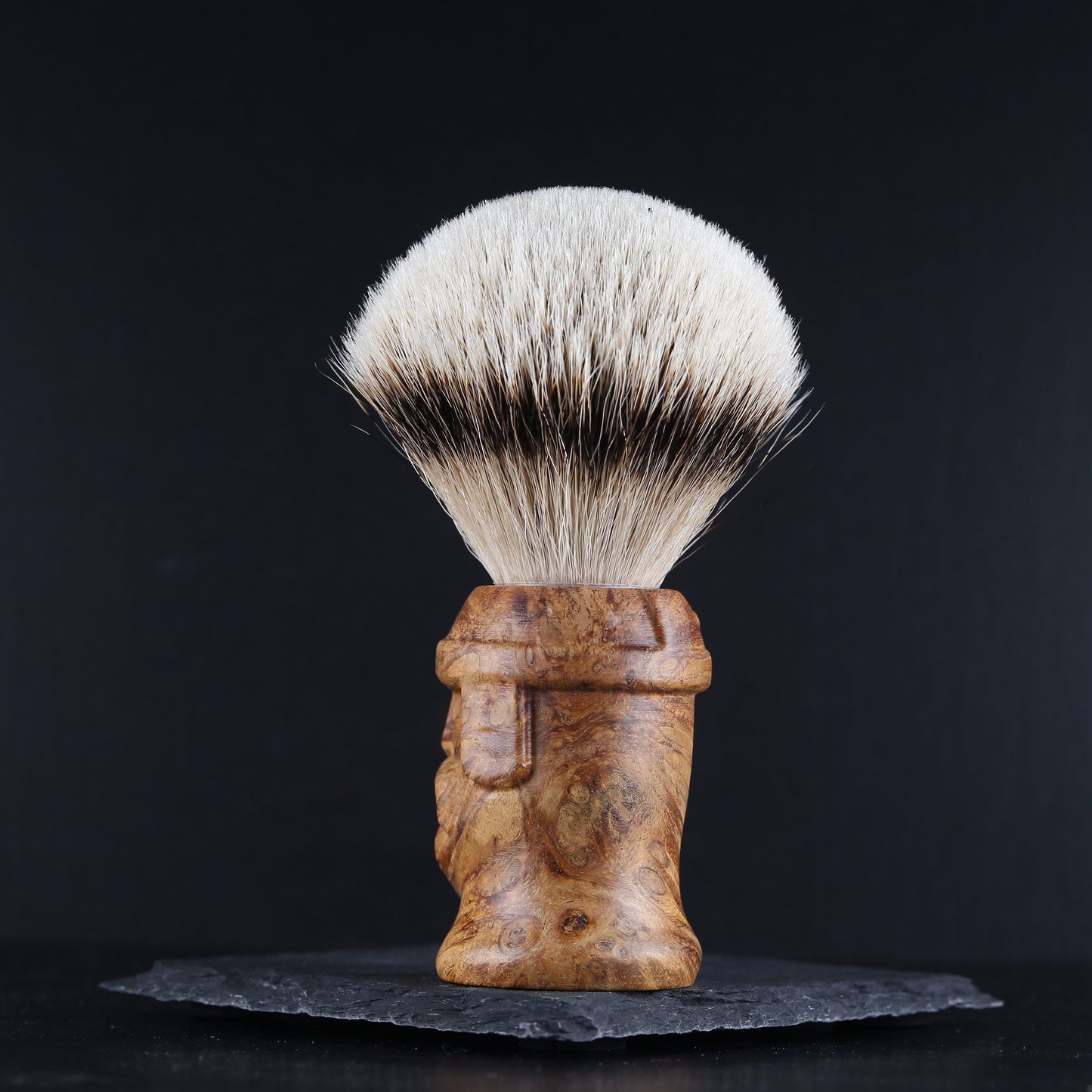 Wooden Viking Shaving Brush - Lamtoro Burl - Handmade in Ireland