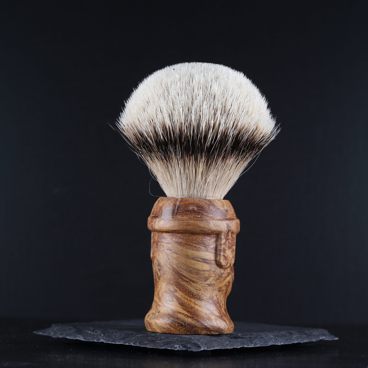 Wooden Viking Shaving Brush - Lamtoro Burl - Handmade in Ireland