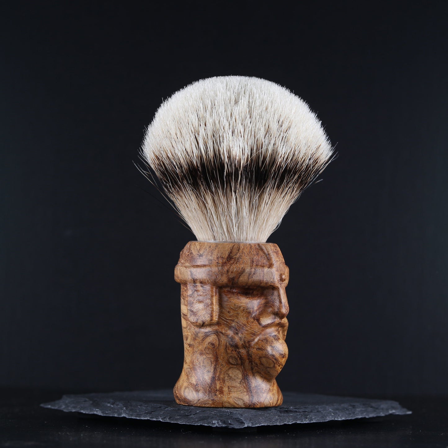 Wooden Viking Shaving Brush - Lamtoro Burl - Handmade in Ireland